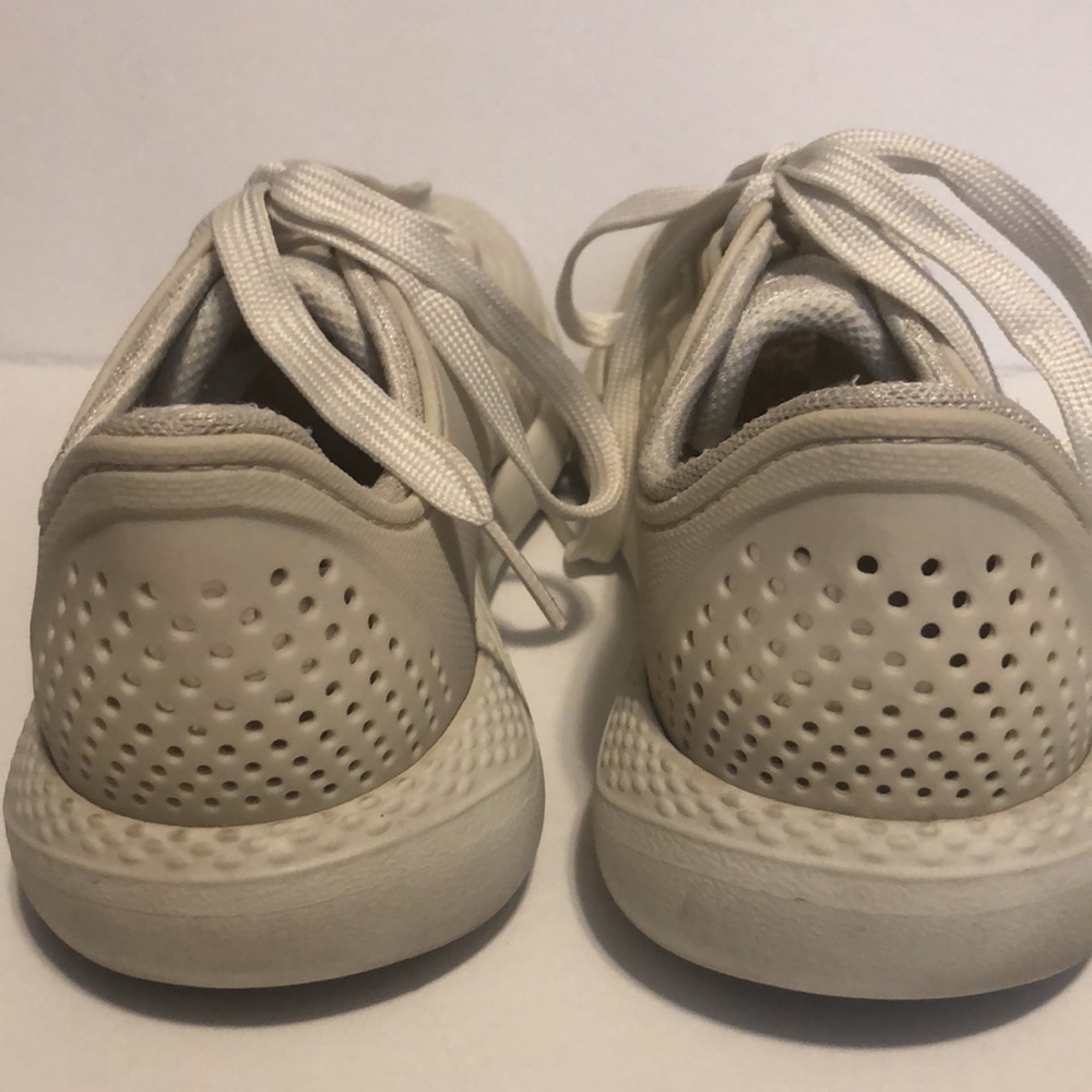 Crocs Women’s LiteRide Pearl White Pacer Laceup Sneakers - Picture 6 of 8